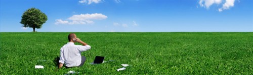 Laptop in field